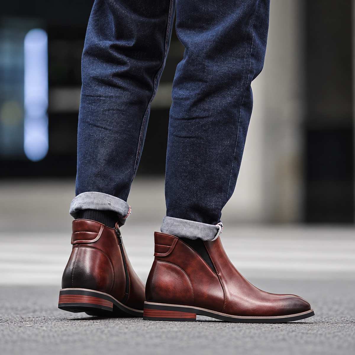 Men's Zip Up Ankle Boots – Leather Look