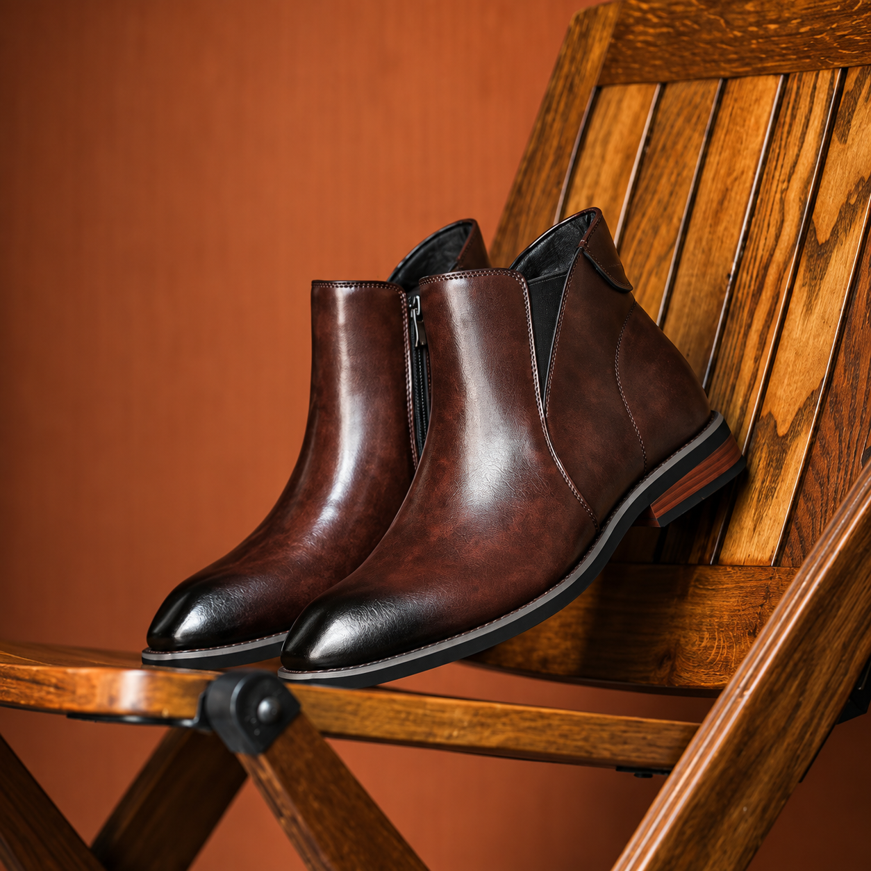Men's Zip Up Ankle Boots – Leather Look
