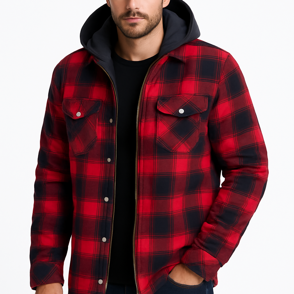 Men's Plaid Shirt Jacket | Hooded