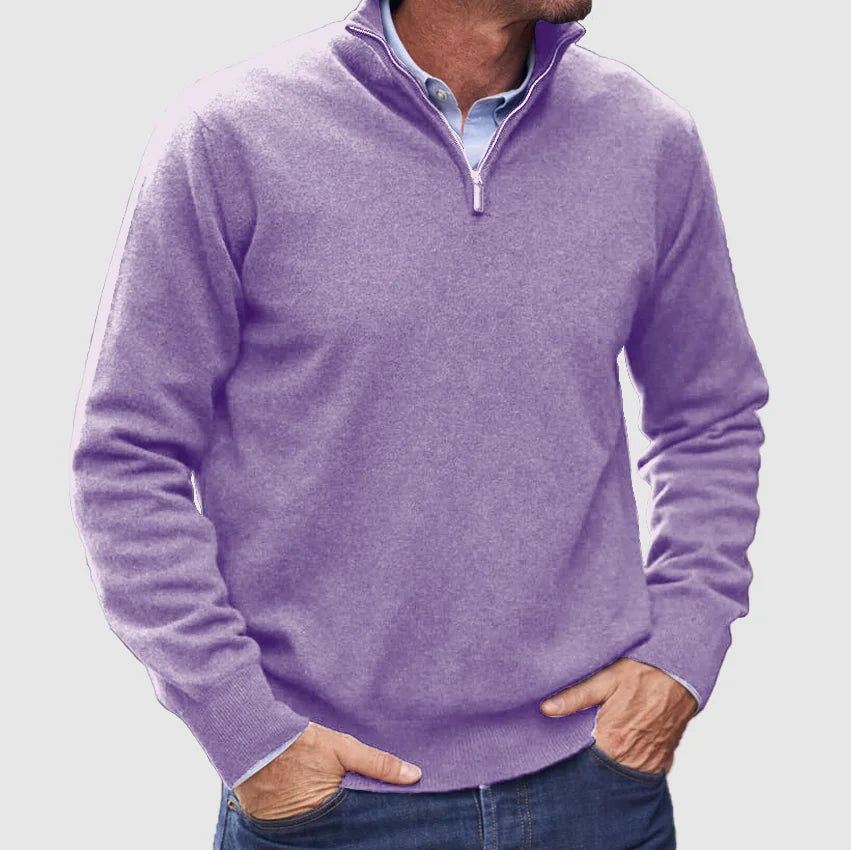 Cashmere sweater for men with zipper