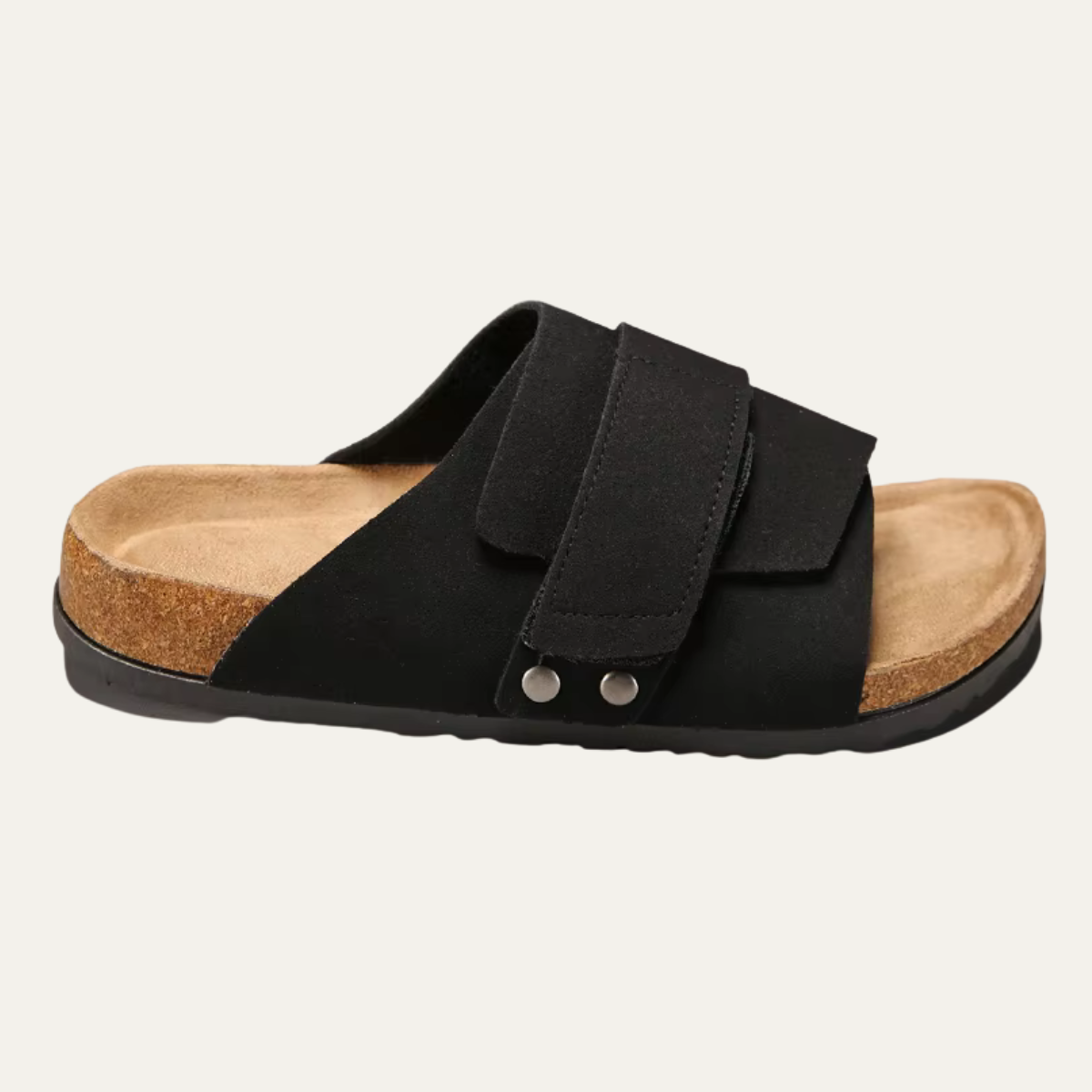 Men's Slide Sandals – Wide Strap Suede Look