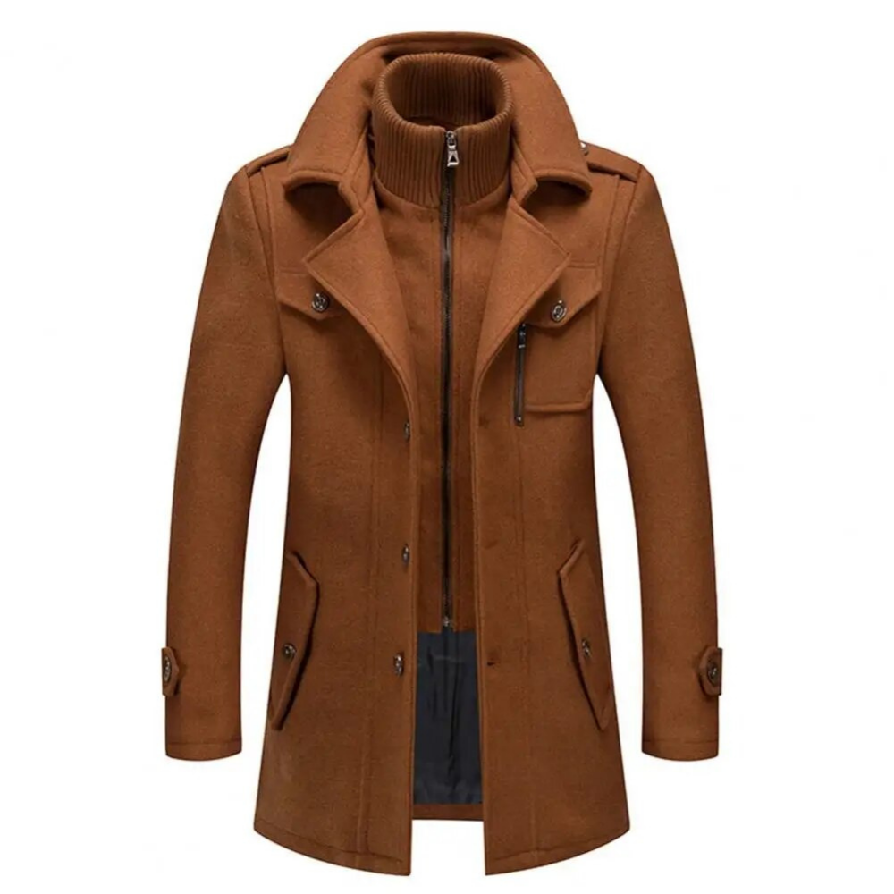 Men’s Button-Up High Neck Long Coat | Outerwear