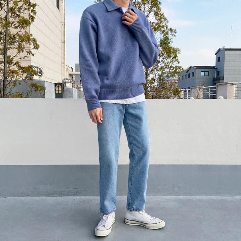 Wool Buttoned Polo Sweater