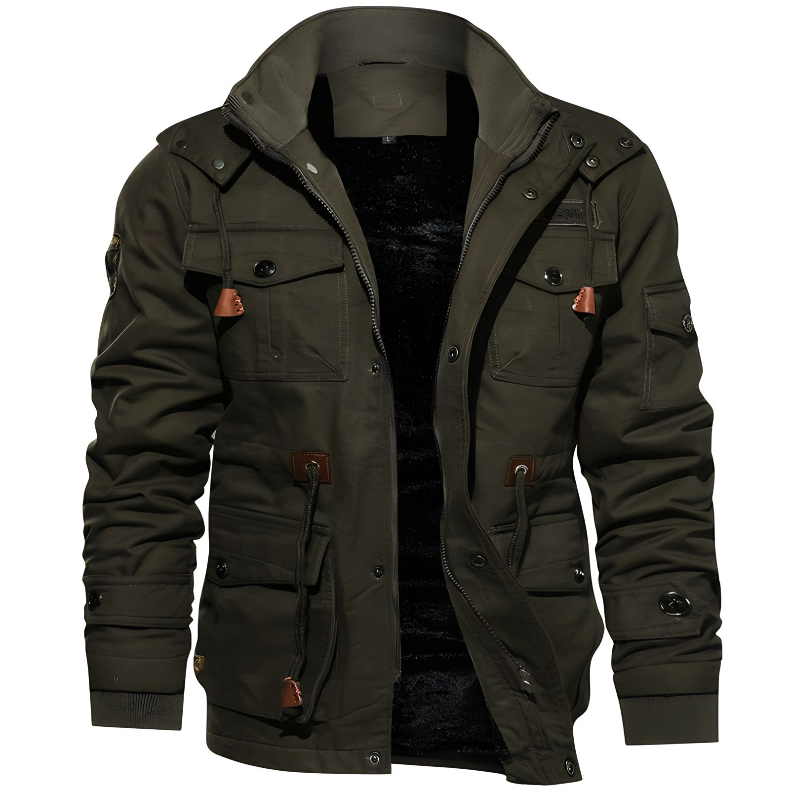 Men’s Multi-Pocket Zip-Up Military Jacket | Outerwear