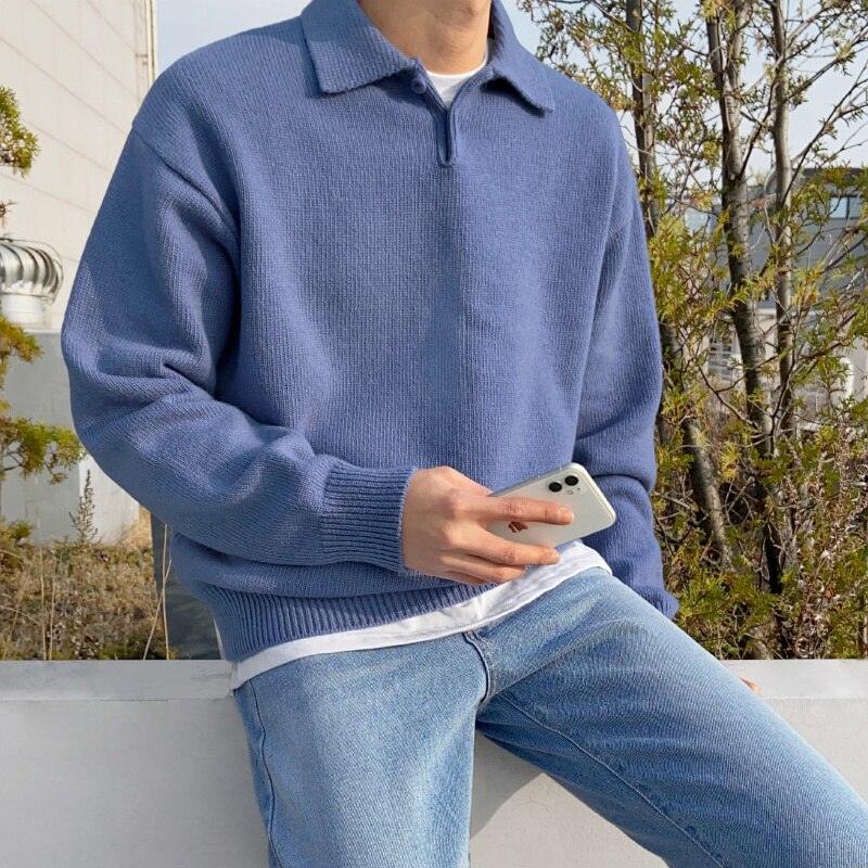 Wool Buttoned Polo Sweater