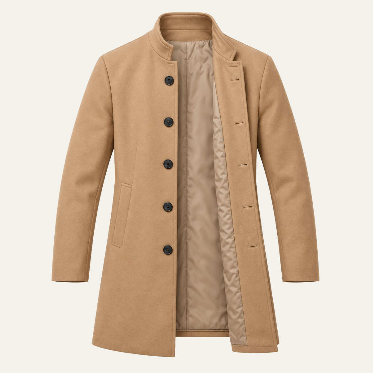 Men's Hidden Button Wool Coat