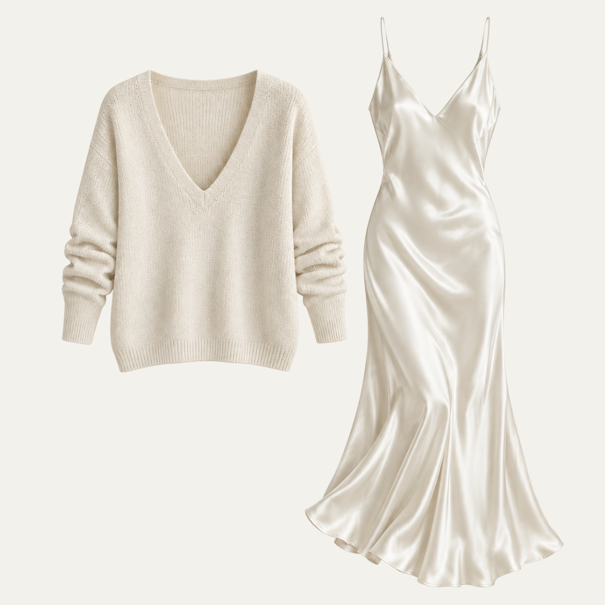 Women's Slip Skirt and Knit Two Piece
