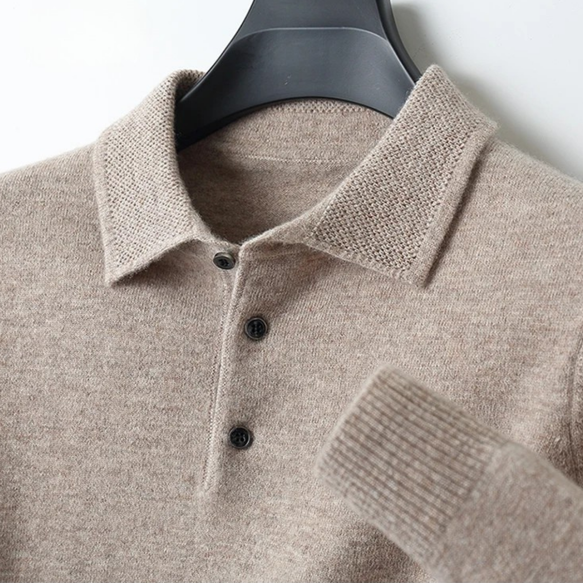 Men's Collared Knit Pullover – Wool Blend