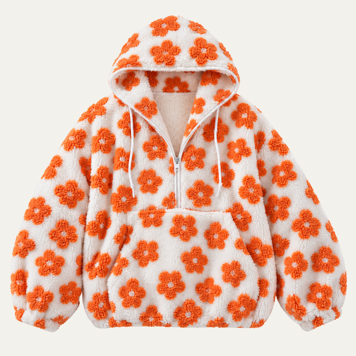 Women's Floral Half Zip Sherpa Top