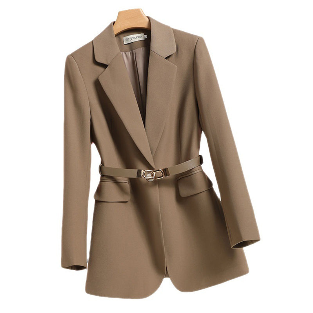 Women's Long Blazer with Waist Belt