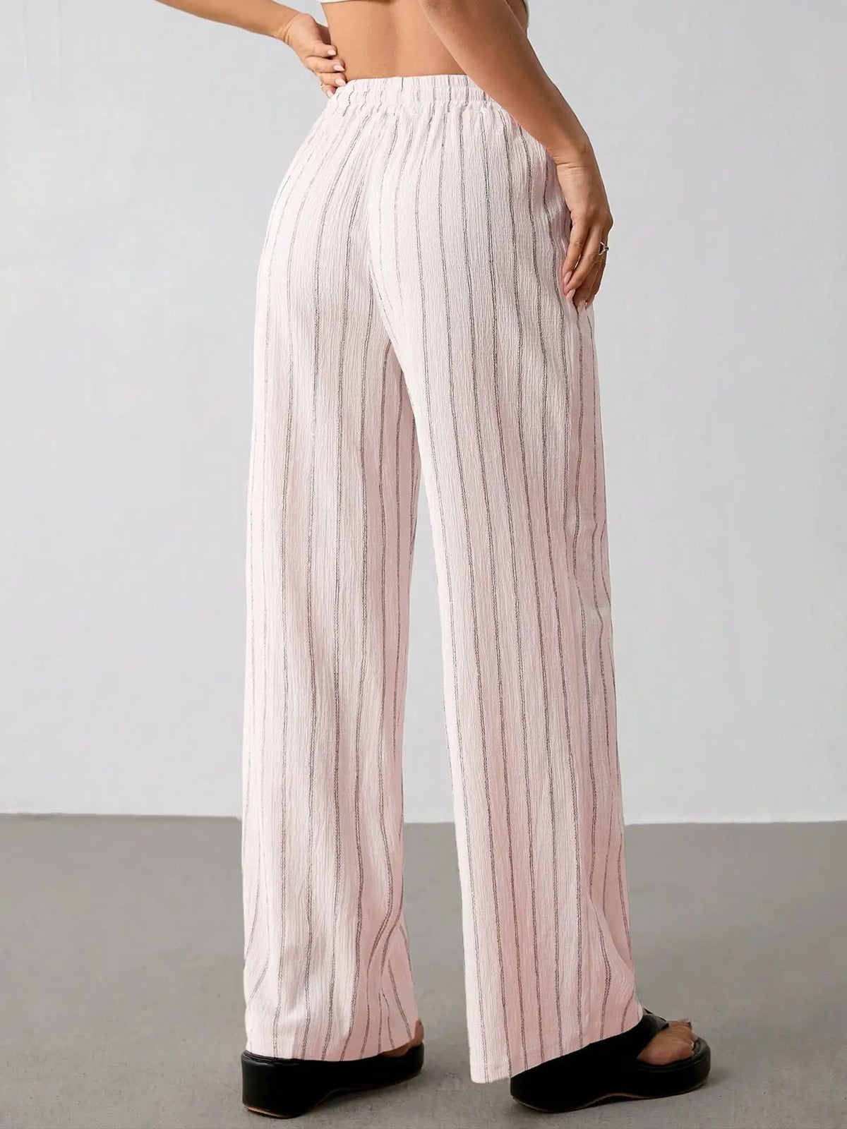 Women's Wide Leg Striped Trousers