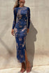 Women's Long Sleeve Mesh Midi