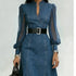 Women's Tulle Sleeved Denim Midi