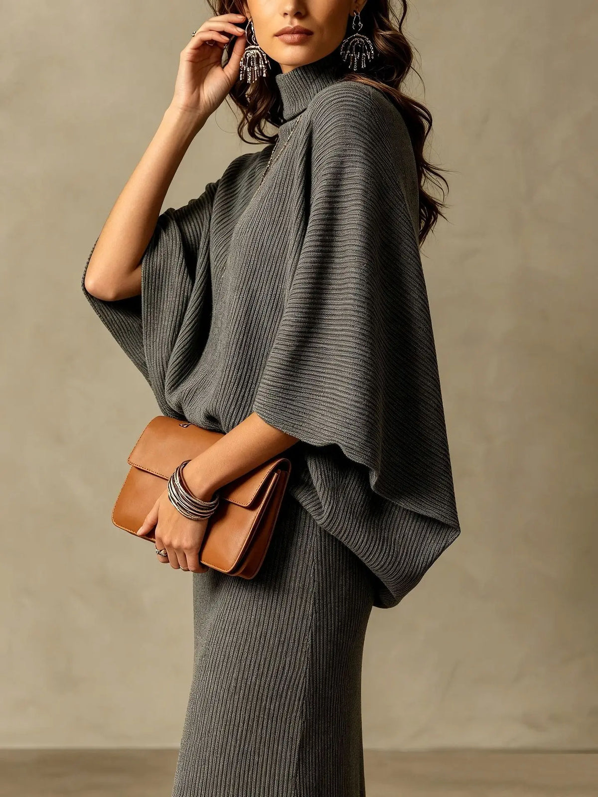 Women's Batwing Knit Skirt Set