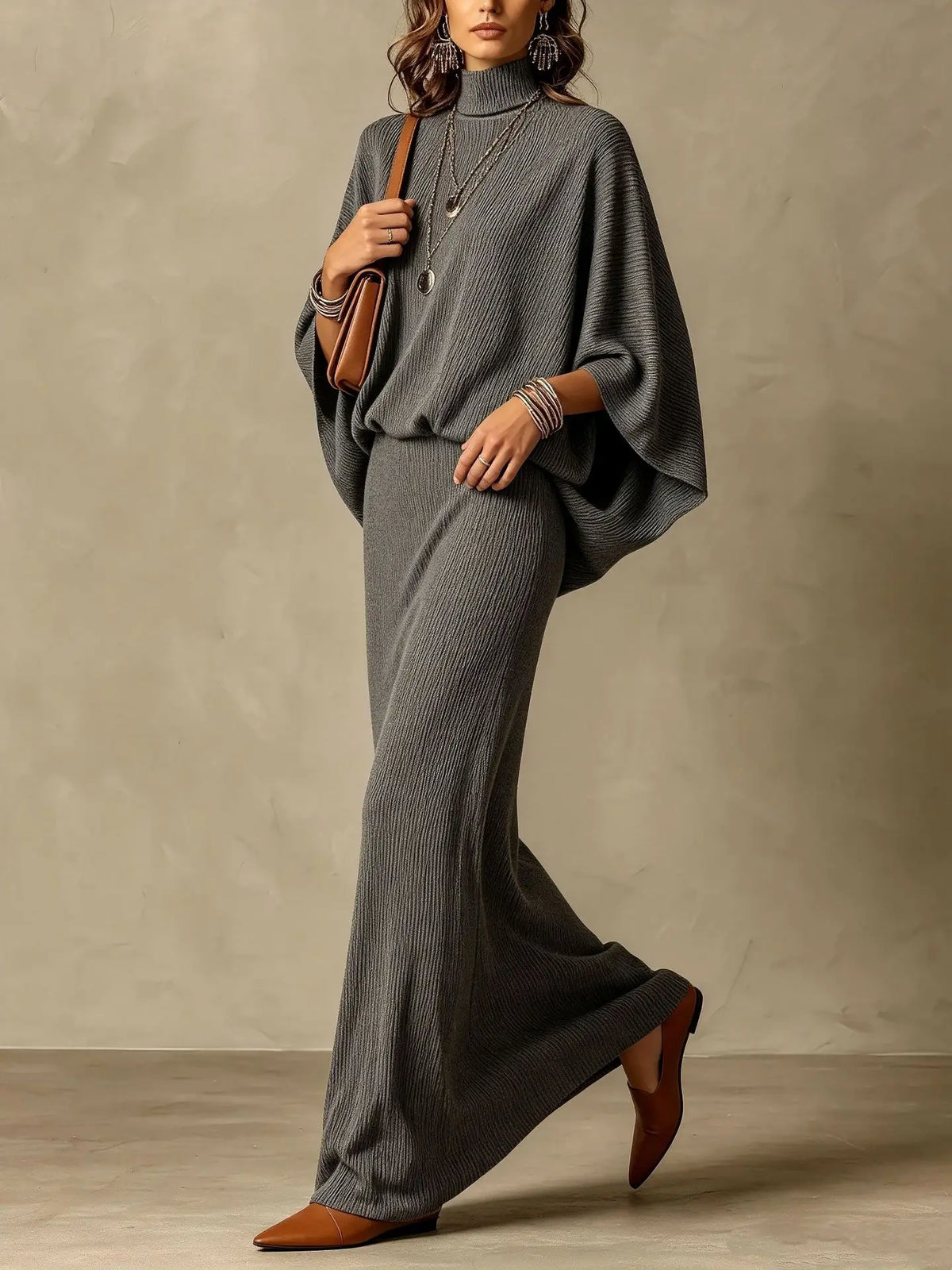 Women's Batwing Knit Skirt Set