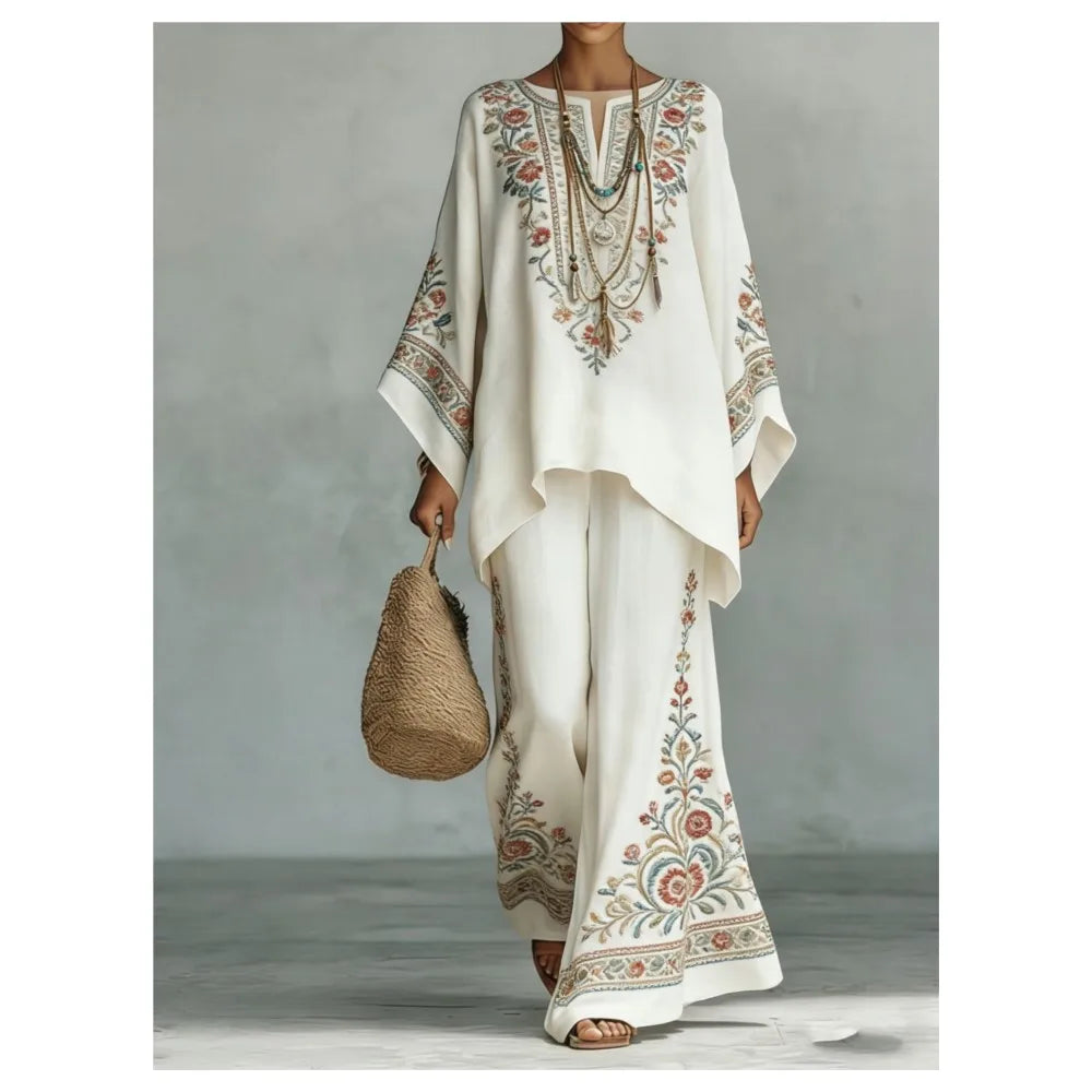 Women's Printed Wide Leg Two Piece