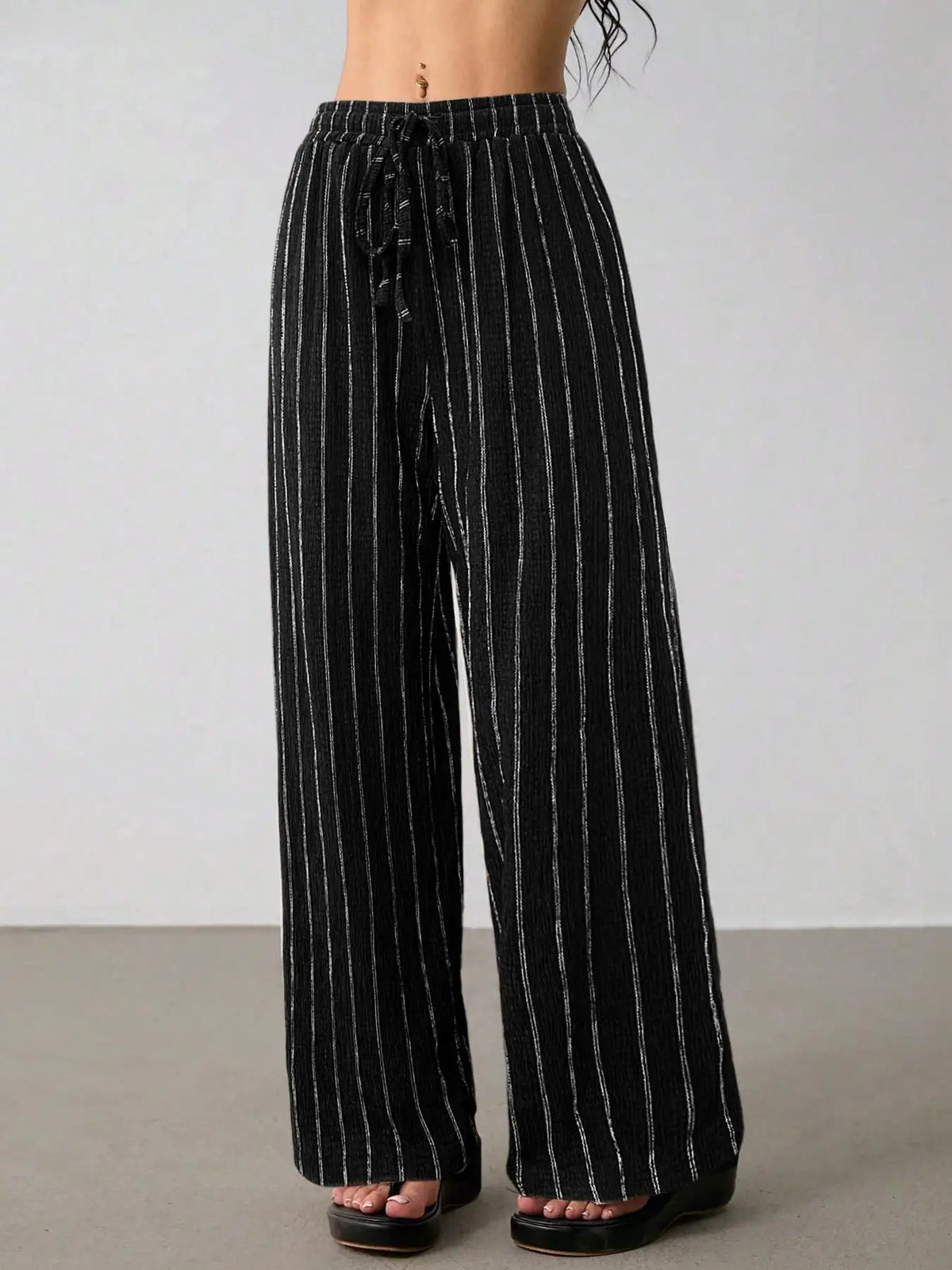 Women's Wide Leg Striped Trousers