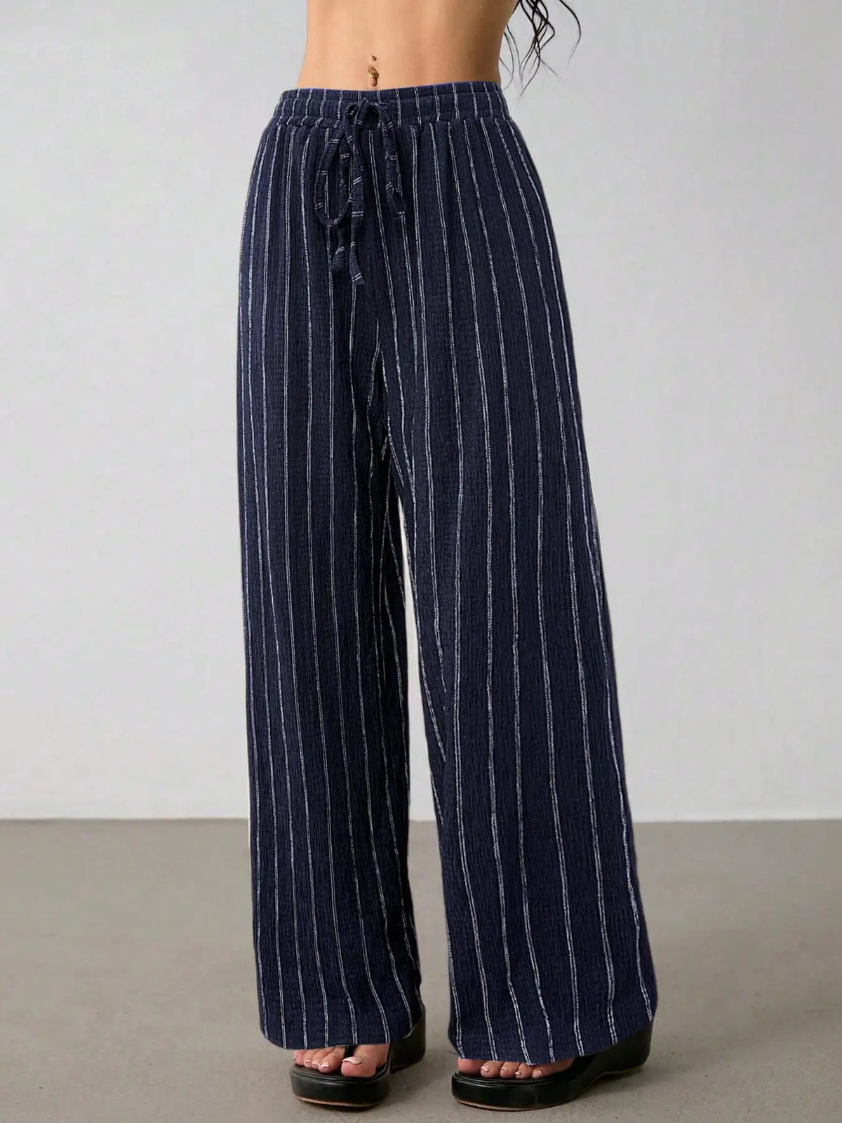 Women's Wide Leg Striped Trousers