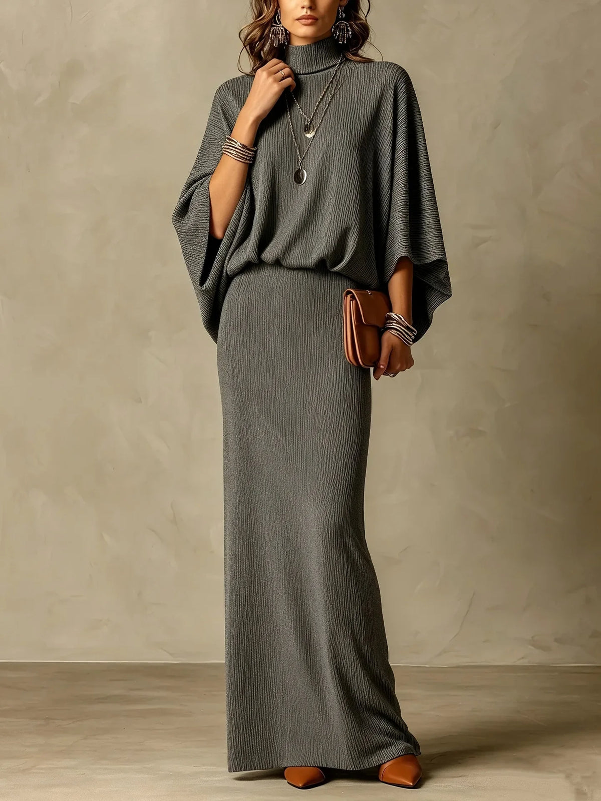 Women's Batwing Knit Skirt Set