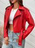 Women's Short Belted Biker Jacket