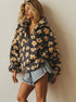 Women's Floral Half Zip Sherpa Top