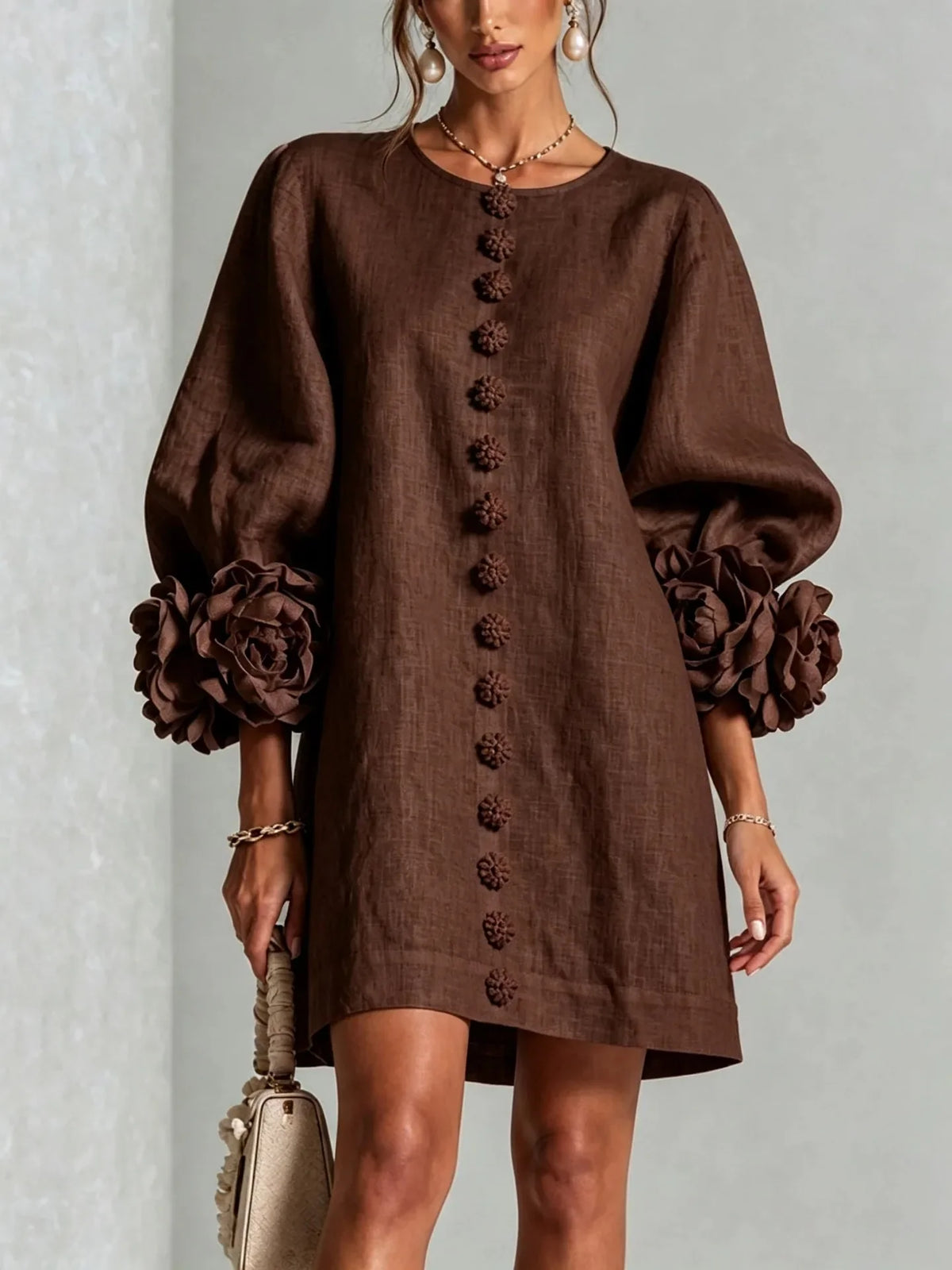 Women's Lantern Sleeve Linen Mini