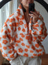 Women's Floral Half Zip Sherpa Top