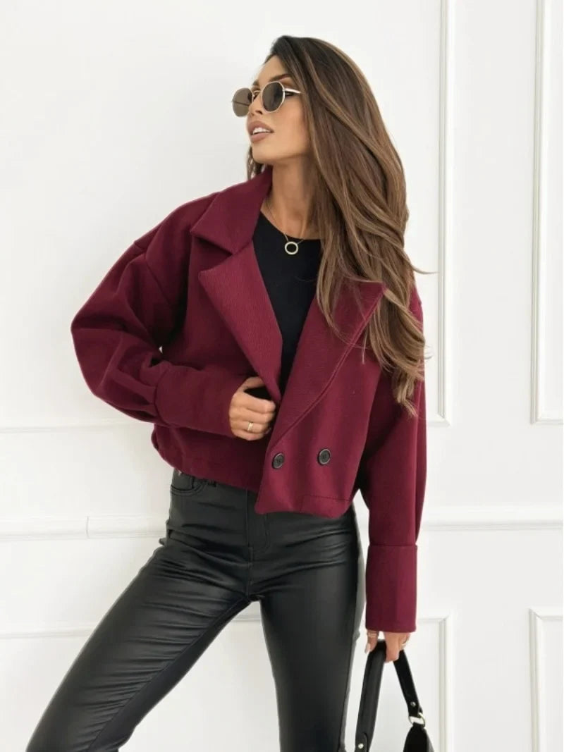 Women's Cropped Wool Double Breasted