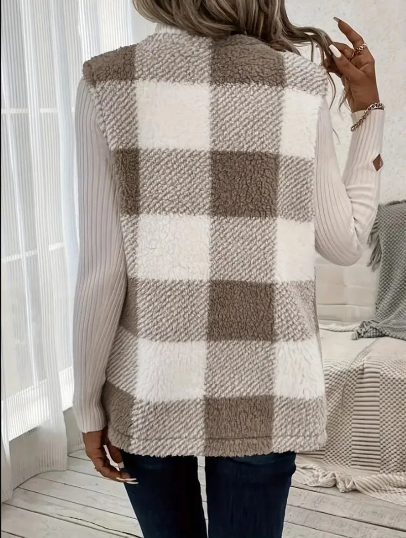 Women's Open Front Check Vest