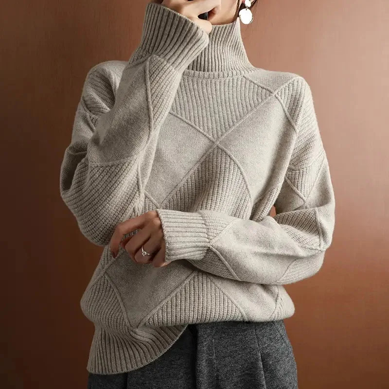 Women's Dropped Shoulder Diamond Knit