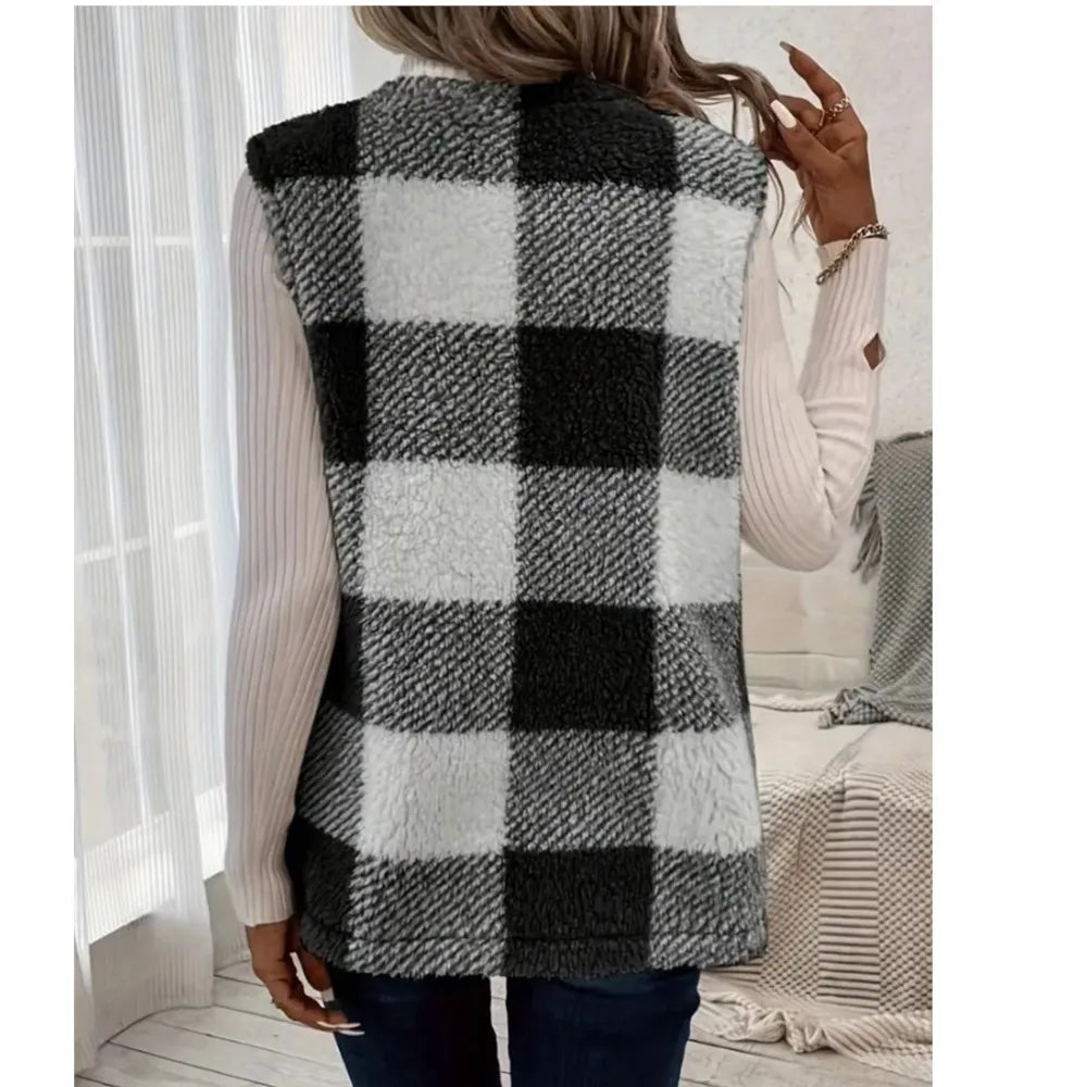 Women's Open Front Check Vest