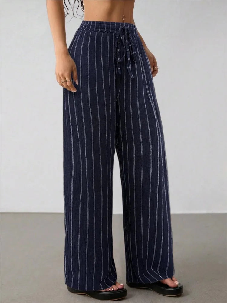 Women's Wide Leg Striped Trousers