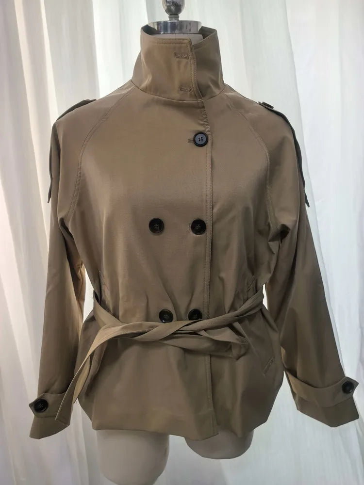 Women's Cropped Trench with Belt