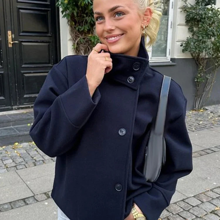 Women's Stand Collar Wool Winter Coat