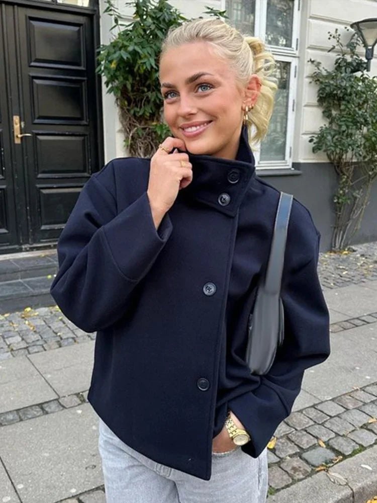 Women's Stand Collar Wool Winter Coat