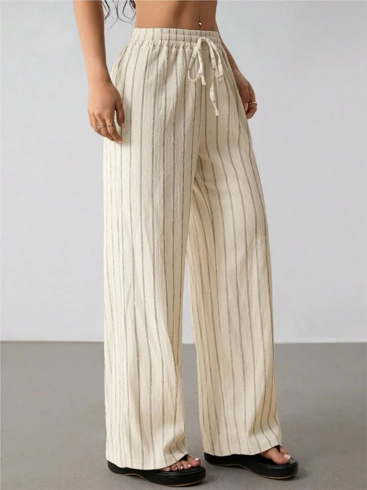 Women's Wide Leg Striped Trousers