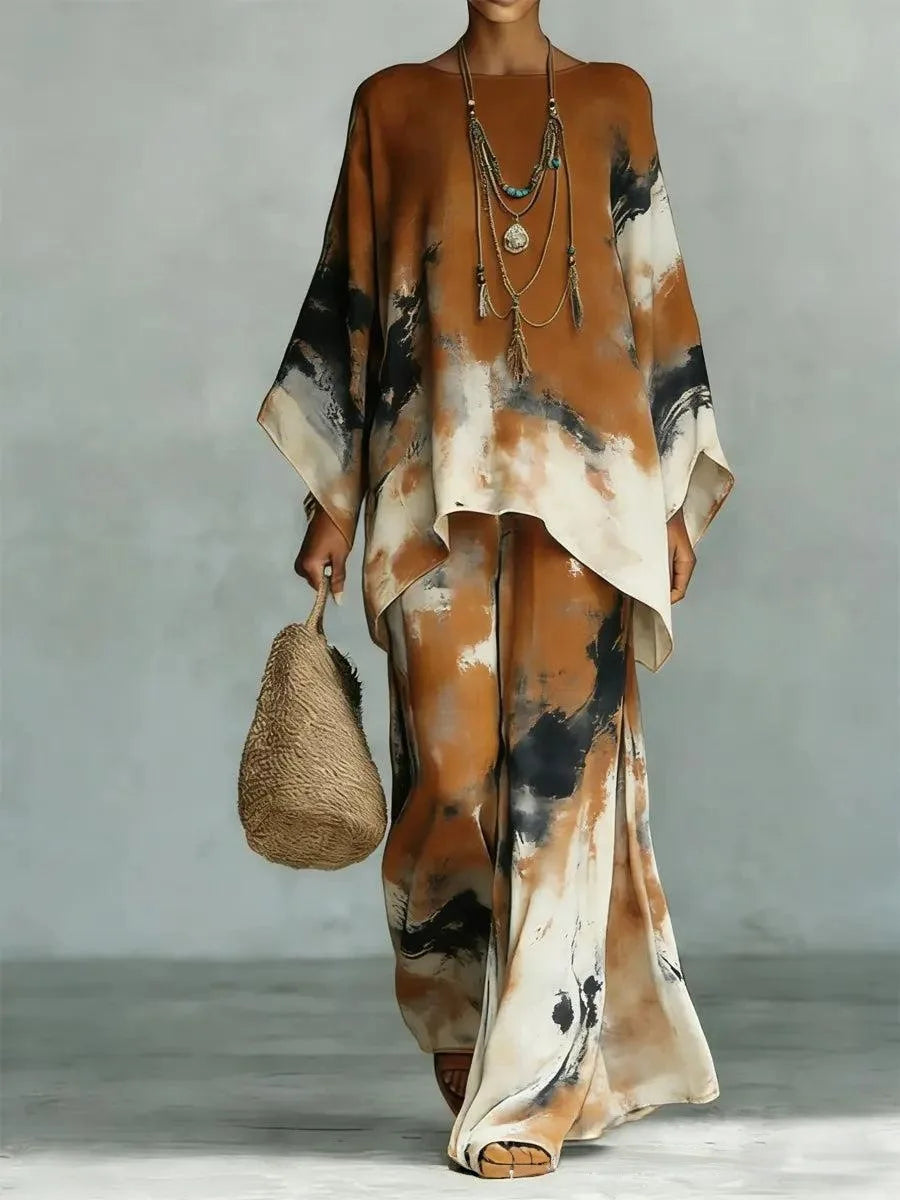 Women's Printed Wide Leg Two Piece