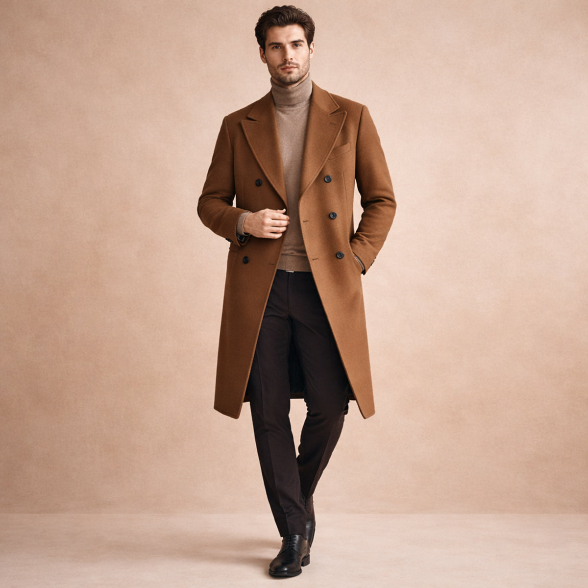 Men’s Elegant Long Double Breasted Trench Coat