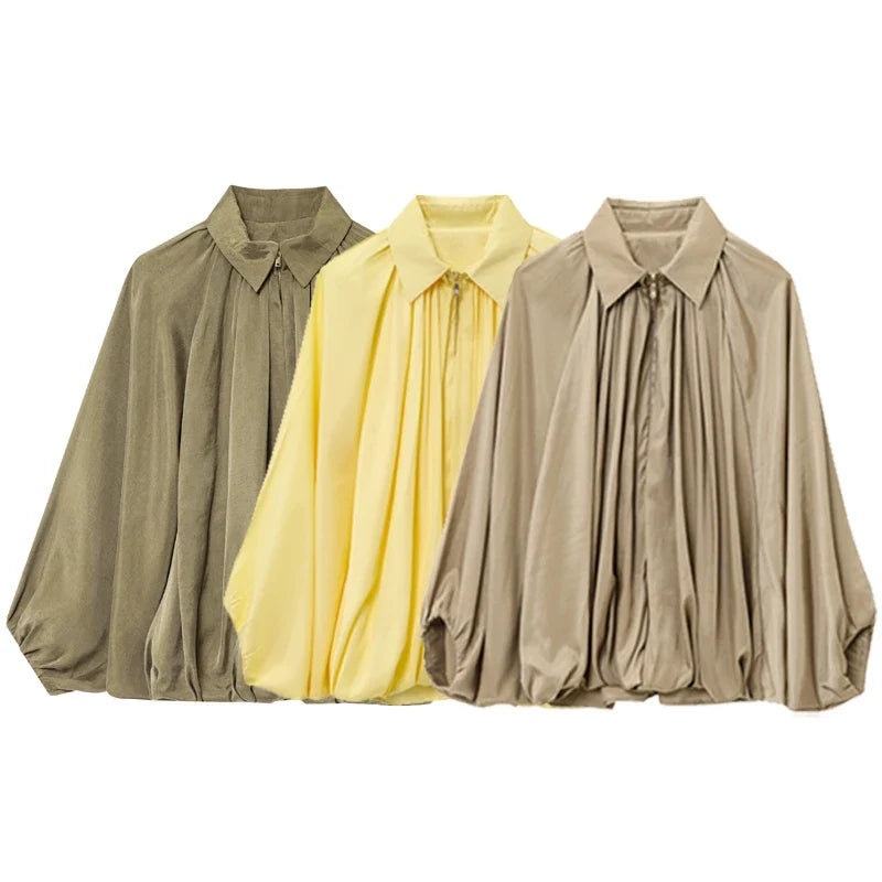 Women's Puff Sleeve Oversized Bomber