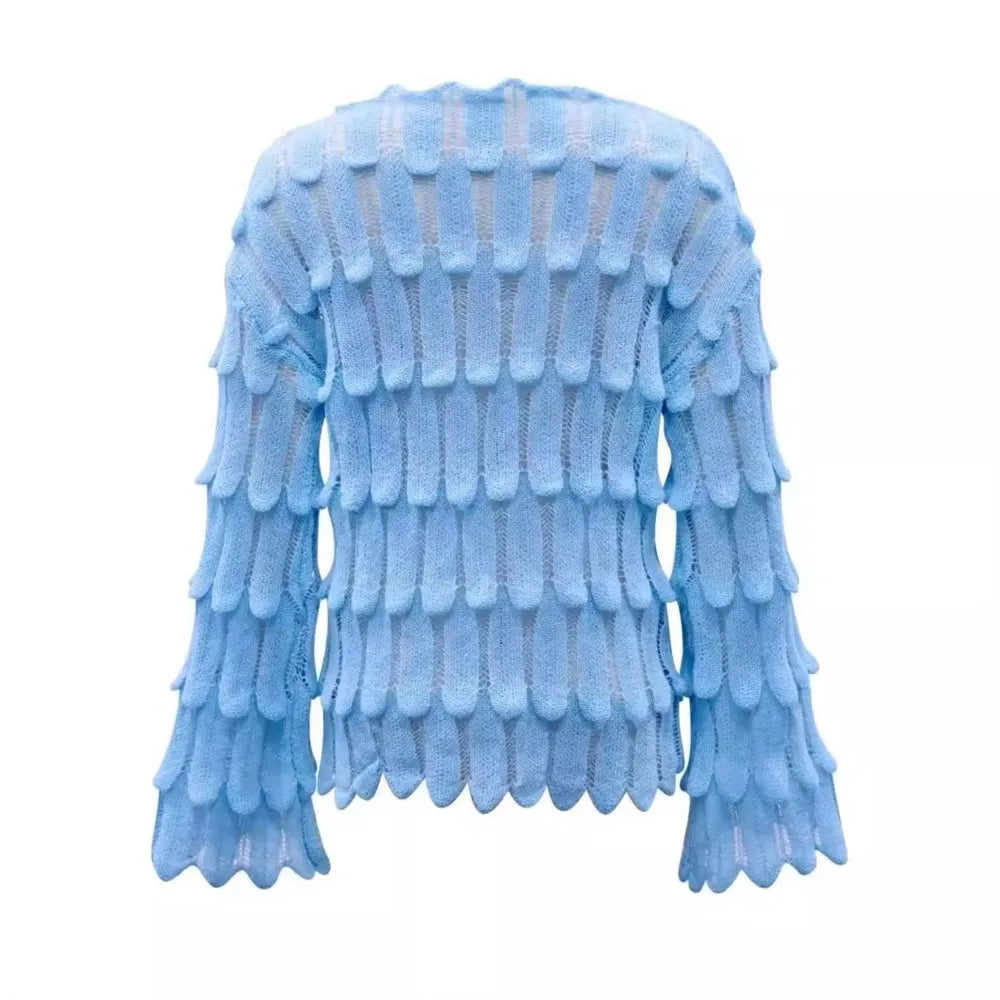 Women's Slash Neck Feather Knit