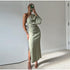 Women's Pleated One Shoulder Dress with Slit