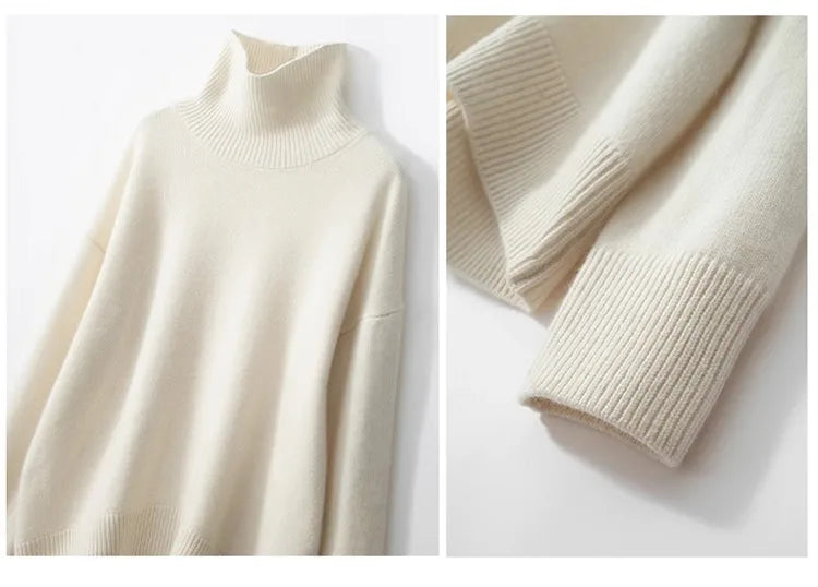 Women's High Neck Cashmere Blend Knit