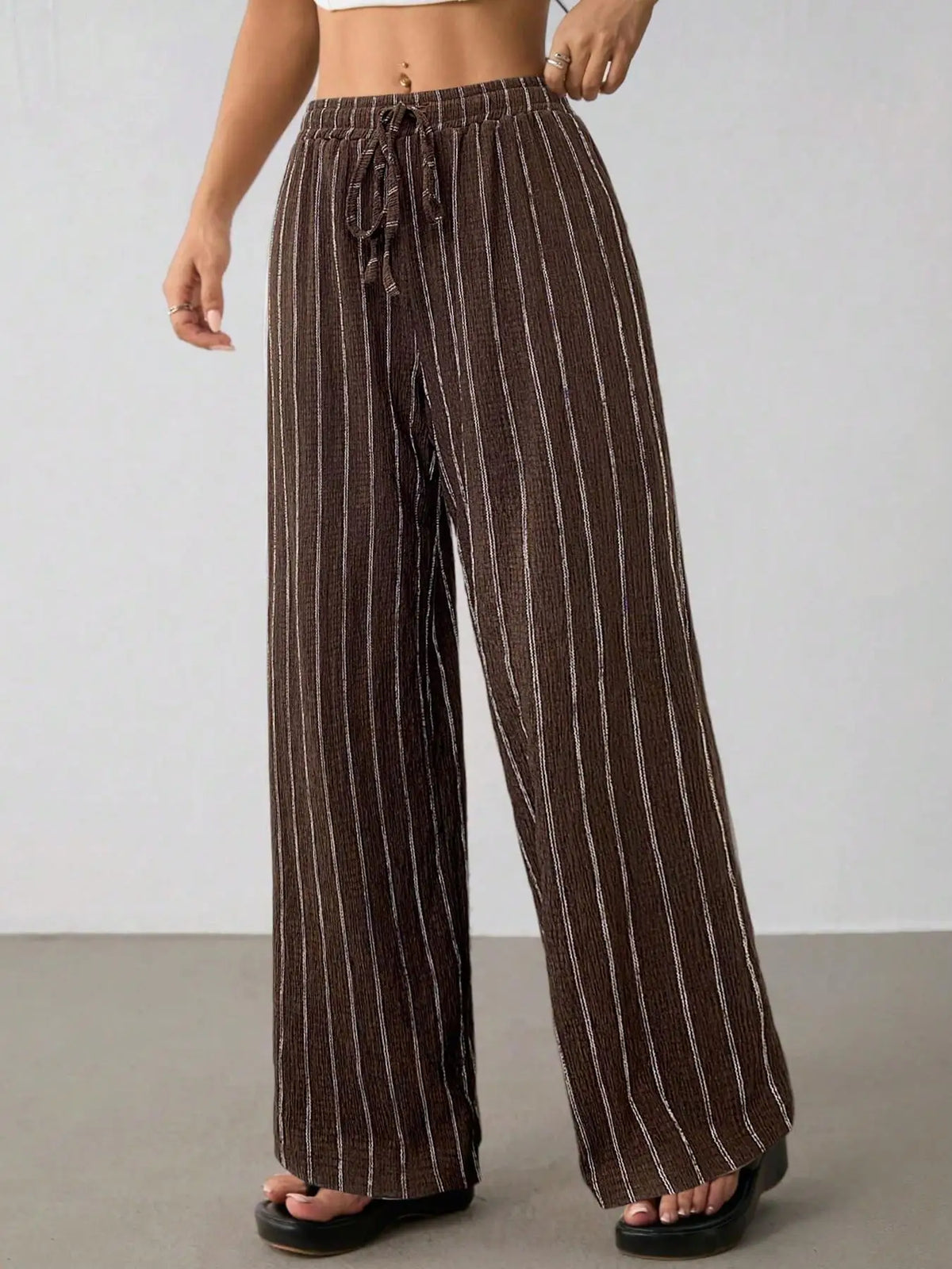 Women's Wide Leg Striped Trousers