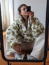 Women's Floral Half Zip Sherpa Top