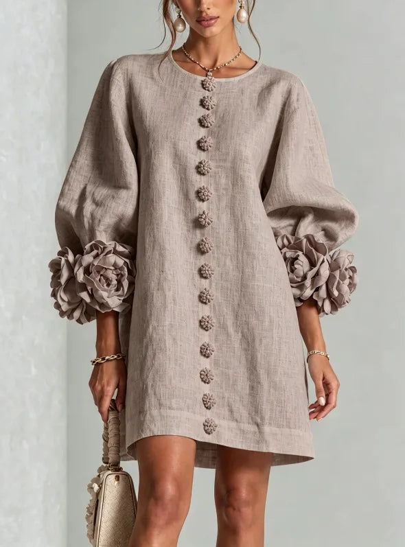 Women's Lantern Sleeve Linen Mini