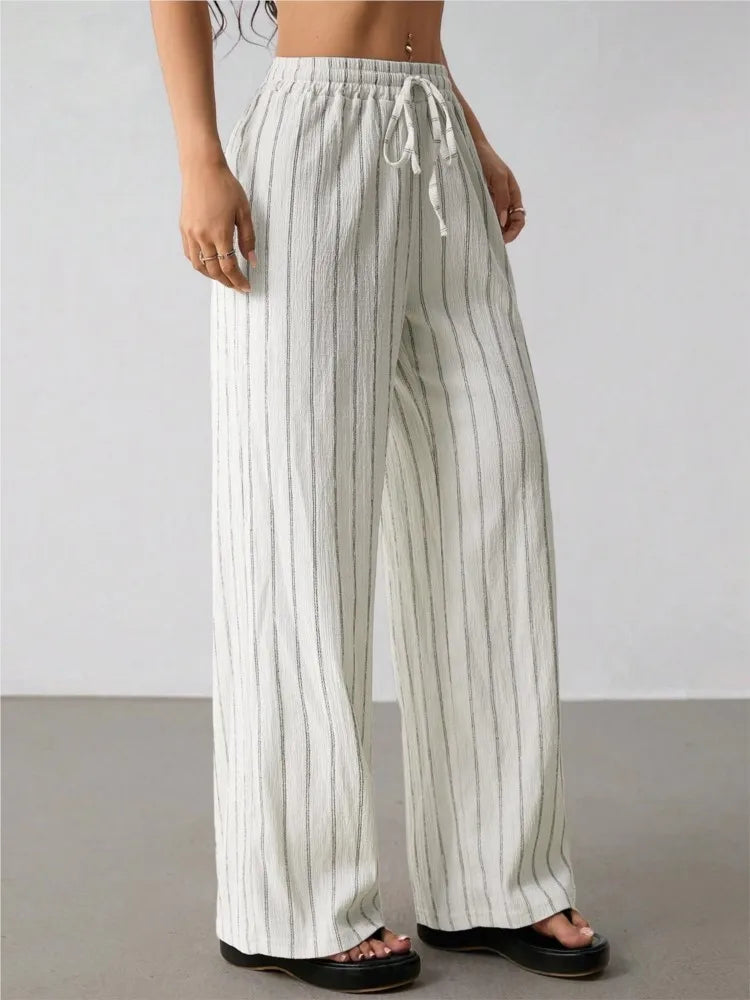 Women's Wide Leg Striped Trousers