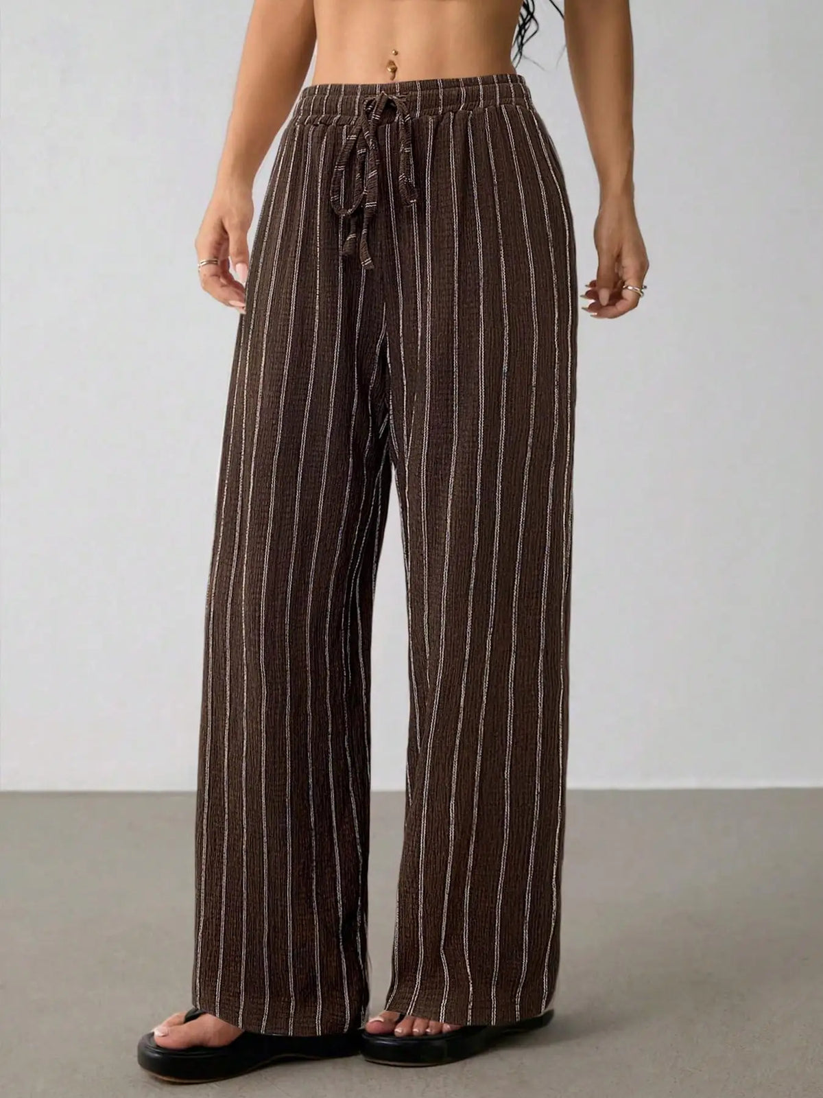 Women's Wide Leg Striped Trousers
