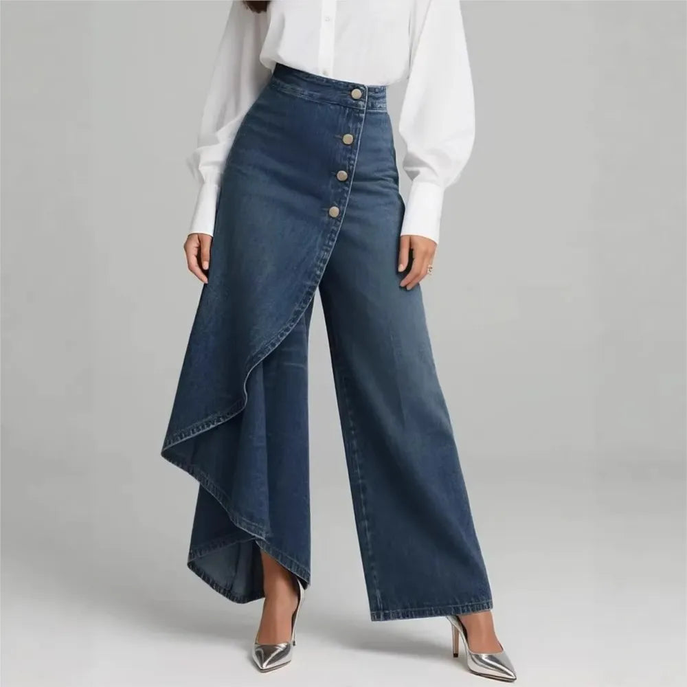 Women's Loose Denim with Button Hem