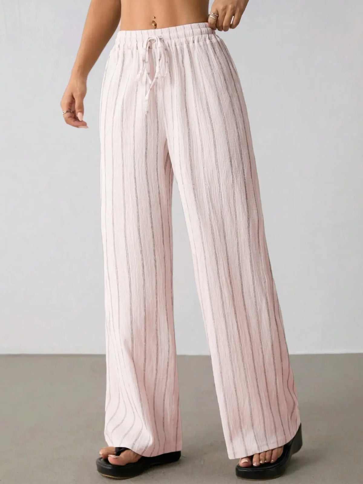 Women's Wide Leg Striped Trousers