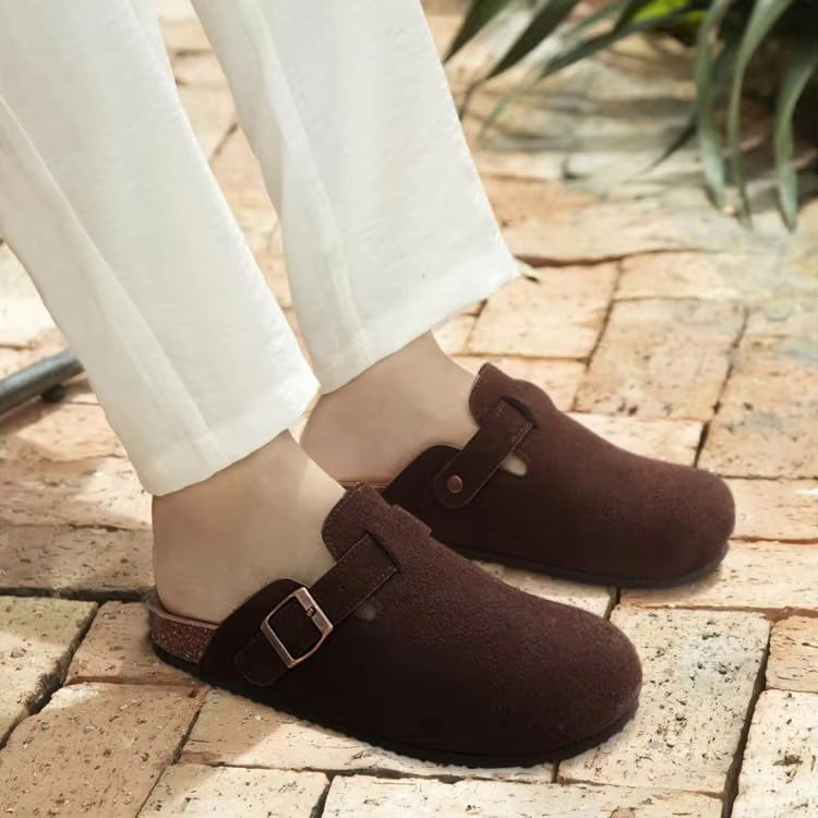 Men's Supportive Cork Clogs – Suede Buckle
